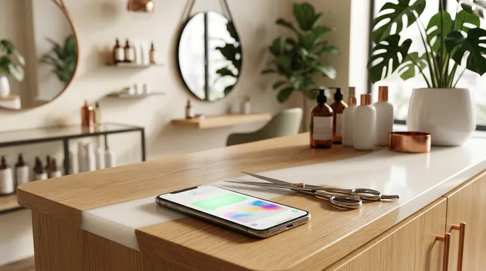 Pametni telefon s prikazanom aplikacijom za poruke na mramornom stolu pored papira s rukom pisanim popisom zadataka i olovkom.